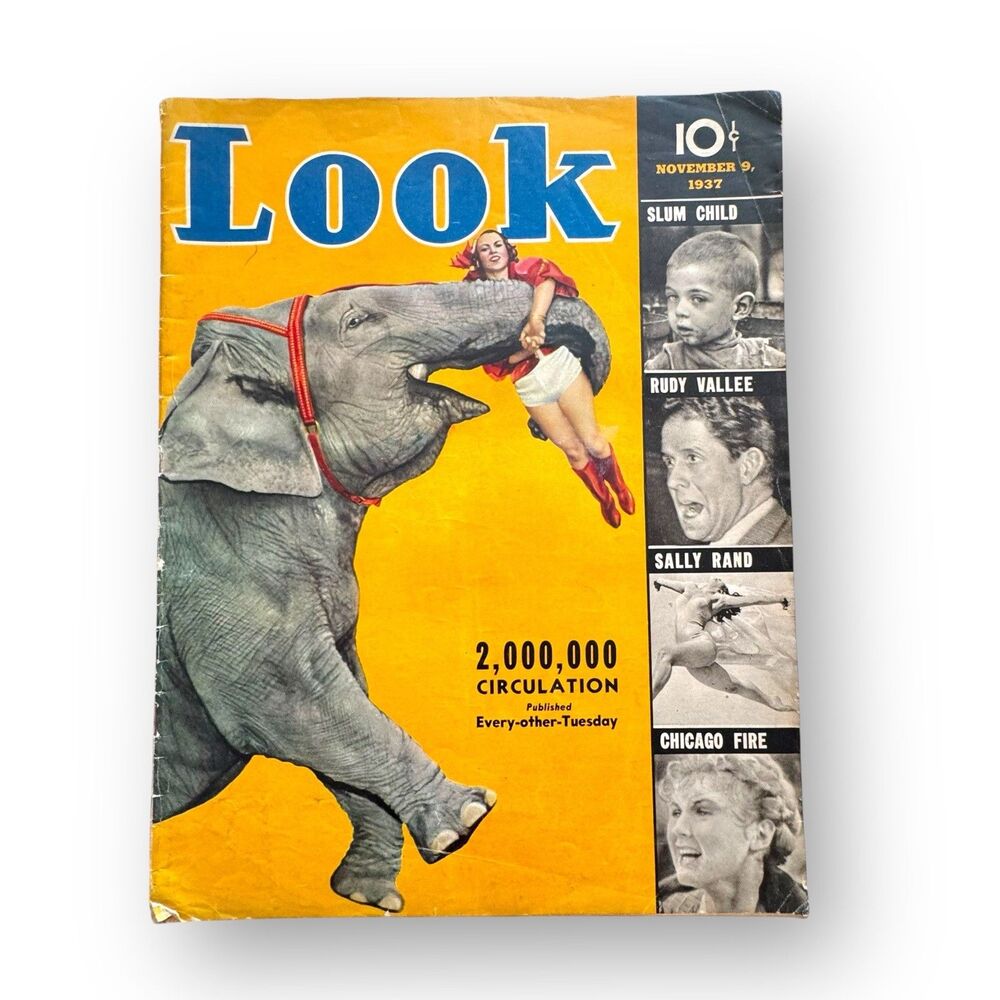 Look Magazine November 1937 Circus, Burlesque Sally Rand, Rudy Vallee, Elephants
